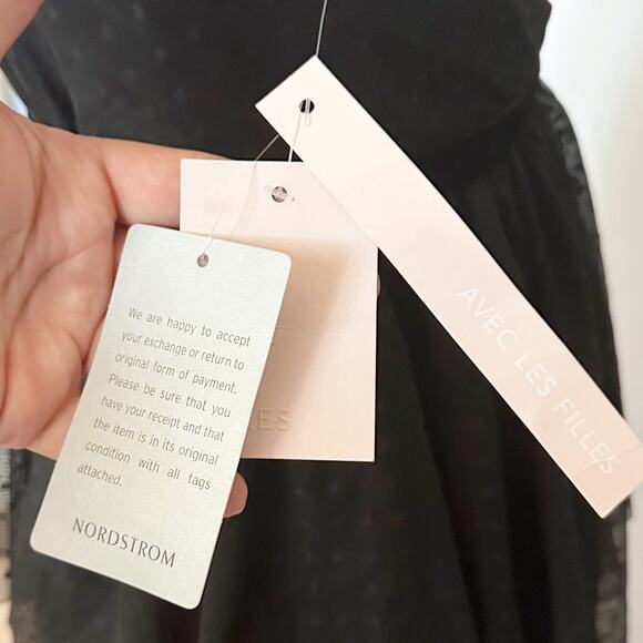 Avec Les Filles Tiered Tulle Halter Midi Dress 2 Black NWT - Picture 6 of 9